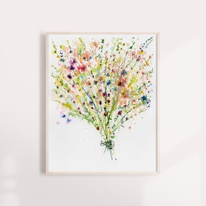 Wildflowers Art Print, Watercolor Floral Print, Floral Bouquet, Fine Art Print, Art, Modern Art Print, Garden Print, Minimalist