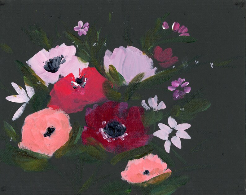 Abstract Floral Moody Florals Garden Floral Modern Art Flowers Art Print Bohemian Bouquet Vintage Feel