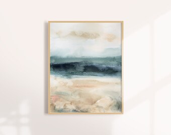 Watercolor Print, Beach Art, Landscape Art, Watercolor Landscape, Sunset, Ocean Art Print, Modern Art Print, Bohemian, Sea