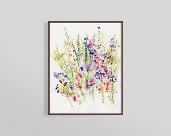 Wildflowers Art Print, Watercolor Floral Print, Abstract Landscape, Fine Art Print, Art, Modern Art Print, Garden Print, Minimalist