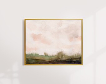 Watercolor Print, Landscape Art, Misty Mountain, Fog, Watercolor Landscape, Impressionist, Abstract Landscape, Contemporary Art