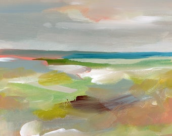 Modern Landscape, Landscape Art Print, Colorful Print, Abstract Landscape, clouds, sky, Sea, Ocean, Water