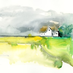 Watercolor Landscape, art Print, Modern Art, Landscape Painting, Expressionist, Minimalist