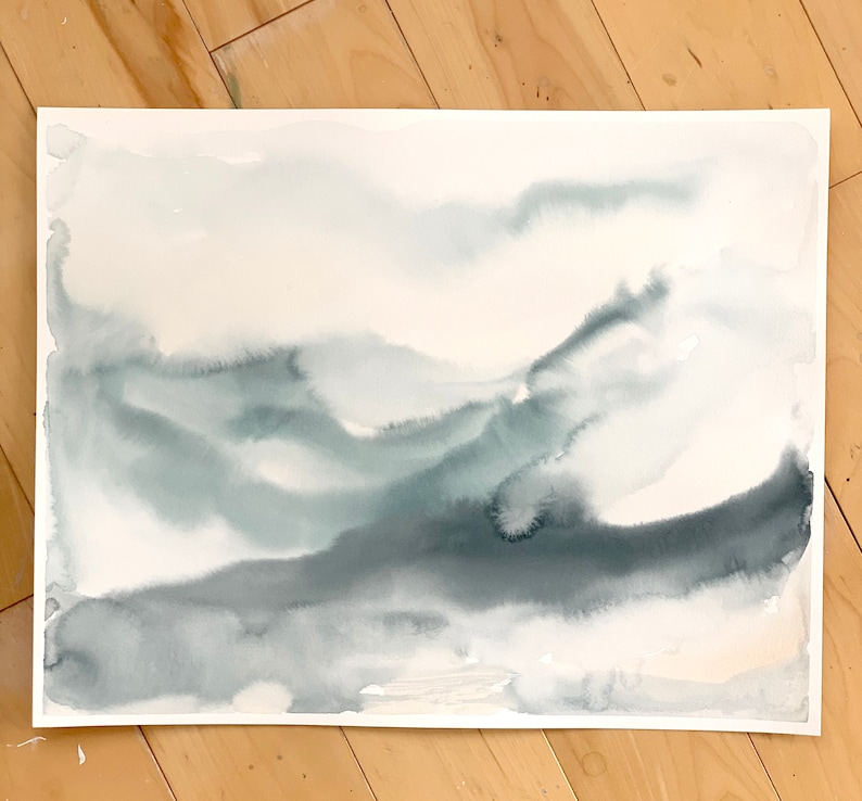 Watercolor Landscape Atmoshpeheric Mountain Painting Landscape Painting Original Watercolor Painting Abstract Modern Art