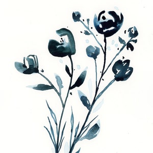 Floral Watercolor Print, Flowers, Bouquet, Fine Art, Modern Art, Ink, Garden Floral, Abstract Art, Bohemian