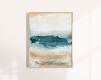 Watercolor Print, Beach Art, Landscape Art, Watercolor Landscape, Sunset, Ocean Art Print, Modern Art Print, Bohemian, Sea