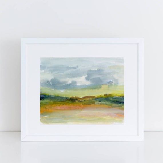 Watercolor Landscape Minimalist Art Watercolor Print Modern | Etsy