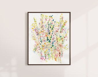 Wildflowers Art Print, Watercolor Floral Print, Abstract Landscape, Fine Art Print, Art, Modern Art Print, Garden Print, Minimalist