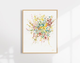 Watercolor Floral Print, Wildflowers Art, Abstract Landscape, Fine Art Print, Art, Modern Art Print, Garden Print, Minimalist