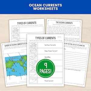 Werkbladen oceaanstromingen, aardwetenschappen, pdf, eenheid oceanografie, kinderen oceaanstromingen, wetenschappelijke werkbladen voor kinderen