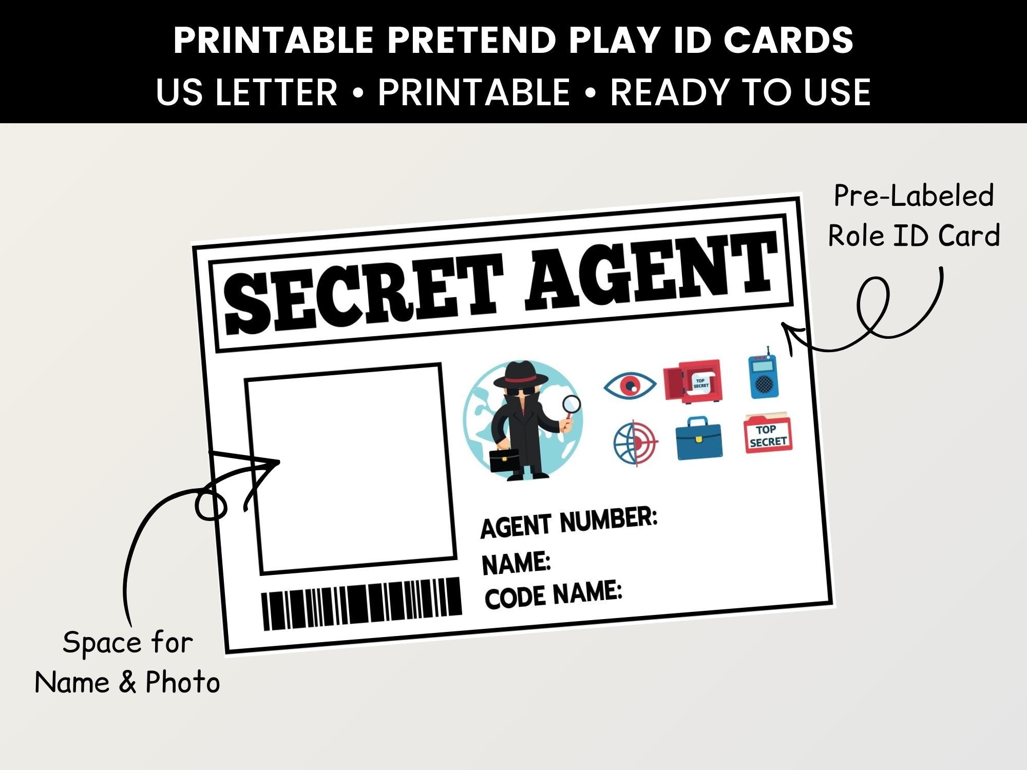 Playid Examples Pretend Play ID Cards Printable | Community Helper Badges | Dramatic ...