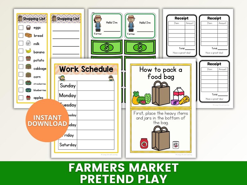 Farm Stand Pretend Play Printables, Farmers Market Dramatic Play, Farm ...