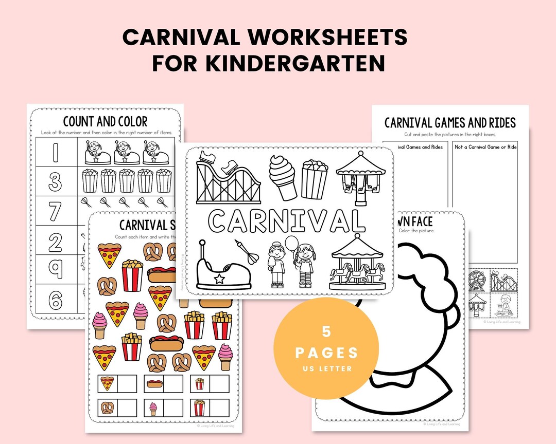 Carnival Worksheets for Kindergarten, Kindergarten Math, Summer ...
