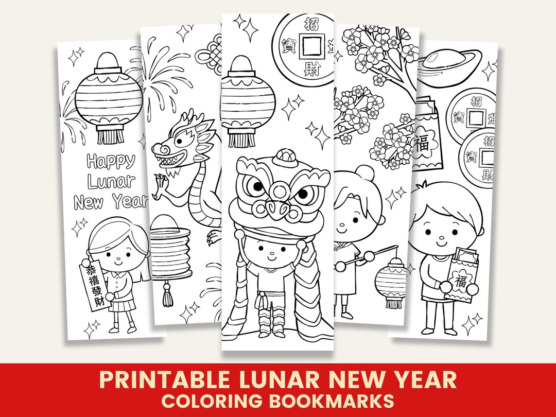Printable Lunar New Year Coloring Bookmarks | Chinese New Year Activity ...