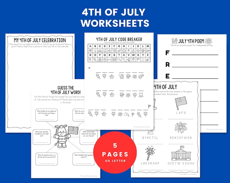 July 4th Worksheets for Kids, Printable Independence Day Activities ...