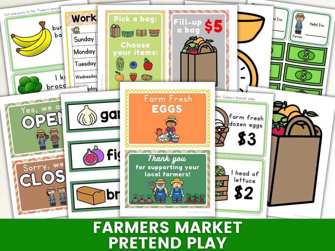Farm Stand Pretend Play Printables, Farmers Market Dramatic Play, Farm ...