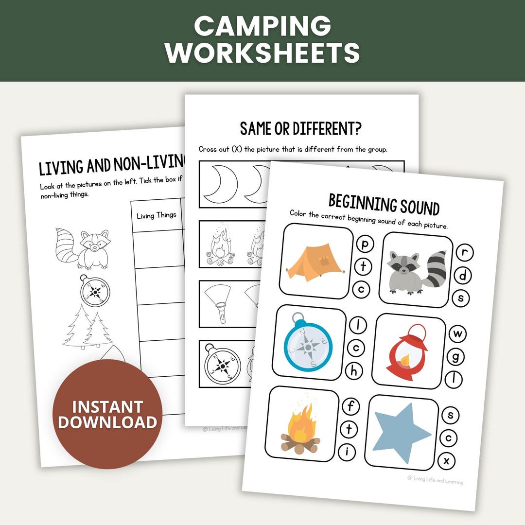 Learn Rv Worksheet Camping Worksheets for Kindergarten, Kindergarten Pack, Camping ...
