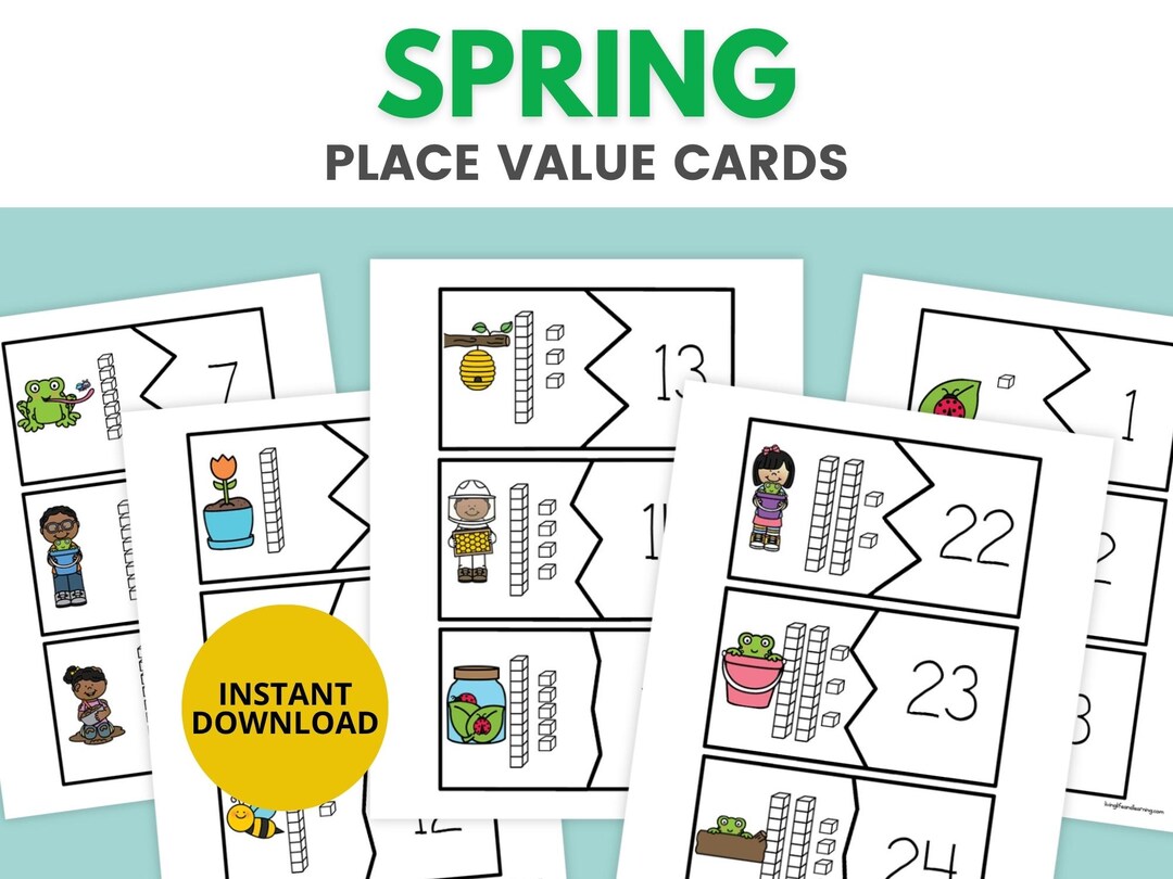 Spring Place Value Cards | Base Ten Place Value Activity | Kindergarten ...