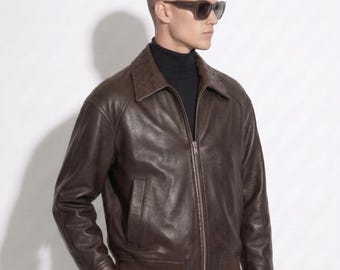 Bomber oversize en cuir d'agneau à col Intrecciato : veste en cuir de luxe tissée à la main