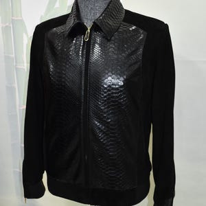 Men's handmade python leather suede jacket image 6