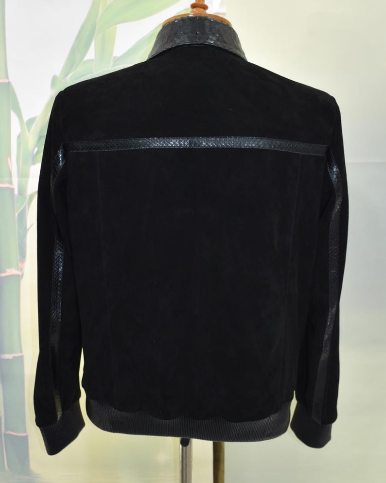 Men's handmade python leather suede jacket image 9