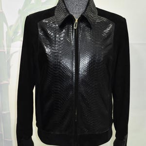 Men's handmade python leather suede jacket image 5