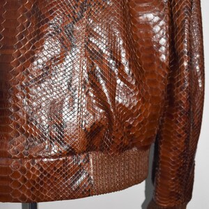 Echtes Pythonleder echtes Schaffellfutter Herren Luxus Braun Hoodie Jacke Bild 7