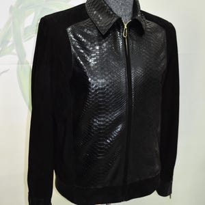 Men's handmade python leather suede jacket image 7