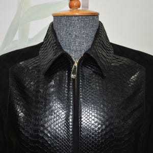 Men's handmade python leather suede jacket image 8