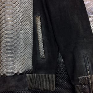 Men's handmade python leather suede jacket image 12