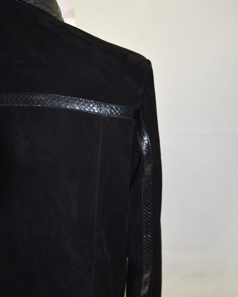 Men's handmade python leather suede jacket image 11