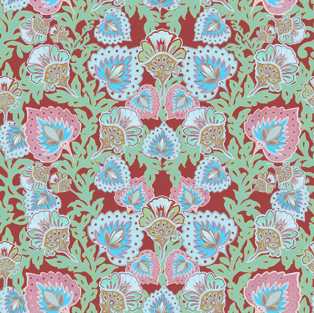 Indian Rusty Background A4 SAMPLE, Garden of India Rust Wallpaper, Wall Decor, Floral Decor ...