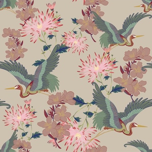 A4 MUSTER, Blüten-Vanille-Tapete, Wanddekor, dunkles Dekor, Luxustapete, Wohnkultur, Hausrenovierung, Blumenmuster, Vogeldesign A4