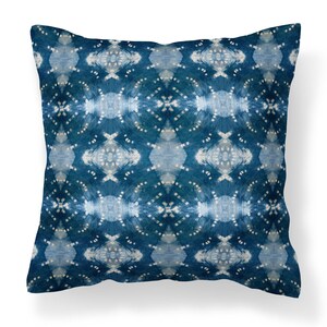 Indigo Itajime-rijkussen, fluwelen kussen, luxe, woondecoratie, kussenhoezen, luxe kussen, kussen met patroon, shibori