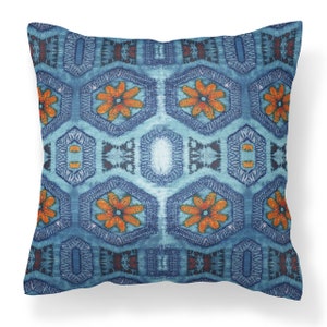 Blue and Tangerine Nui Burst Cushion & Pad Blue and Tangerine Nui Burst Cushion & Pad