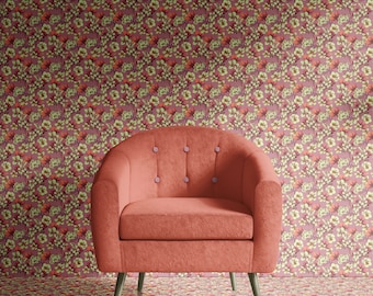Les Fleurs Watermelon Wallpaper, Wall Decor, Luxury Wallpaper, Home Decor, House Renovation, Floral Design, Trellis, Botanical Decor