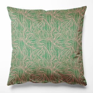 Agnes Pink & Green Velvet Cushion, Velvet Cushion Luxury Home decor Cushion Cover Luxe Cushion, Patterned Cushion, Botanical, Maximalist
