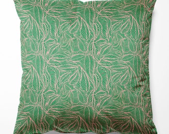 Agnes Pink & Green Velvet Cushion, Velvet Cushion Luxury Home decor Cushion Cover Luxe Cushion, Patterned Cushion, Botanical, Maximalist