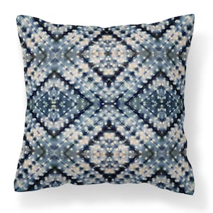 Indigo Itajime-kruiskussen, fluwelen kussen, luxe, woondecoratie, kussenhoezen, luxe kussen, kussen met patroon, shibori