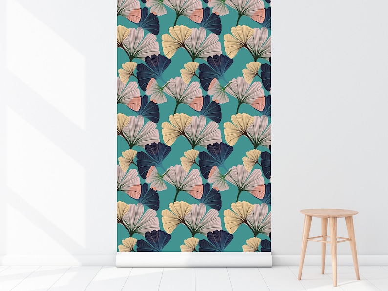 Ginkgo Blue Wallpaper, Wall Decor, Floral Decor, Luxury Wallpaper, Home Decor, House Renovation, Floral Design, Botanical, Ginkgo image 3