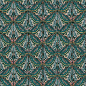 A4 SAMPLE Mumbai Deco Teal Wallpaper, Wall Decor, Floral Decor, Luxury Wallpaper, Home Decor,House Renovation, Art Deco Design