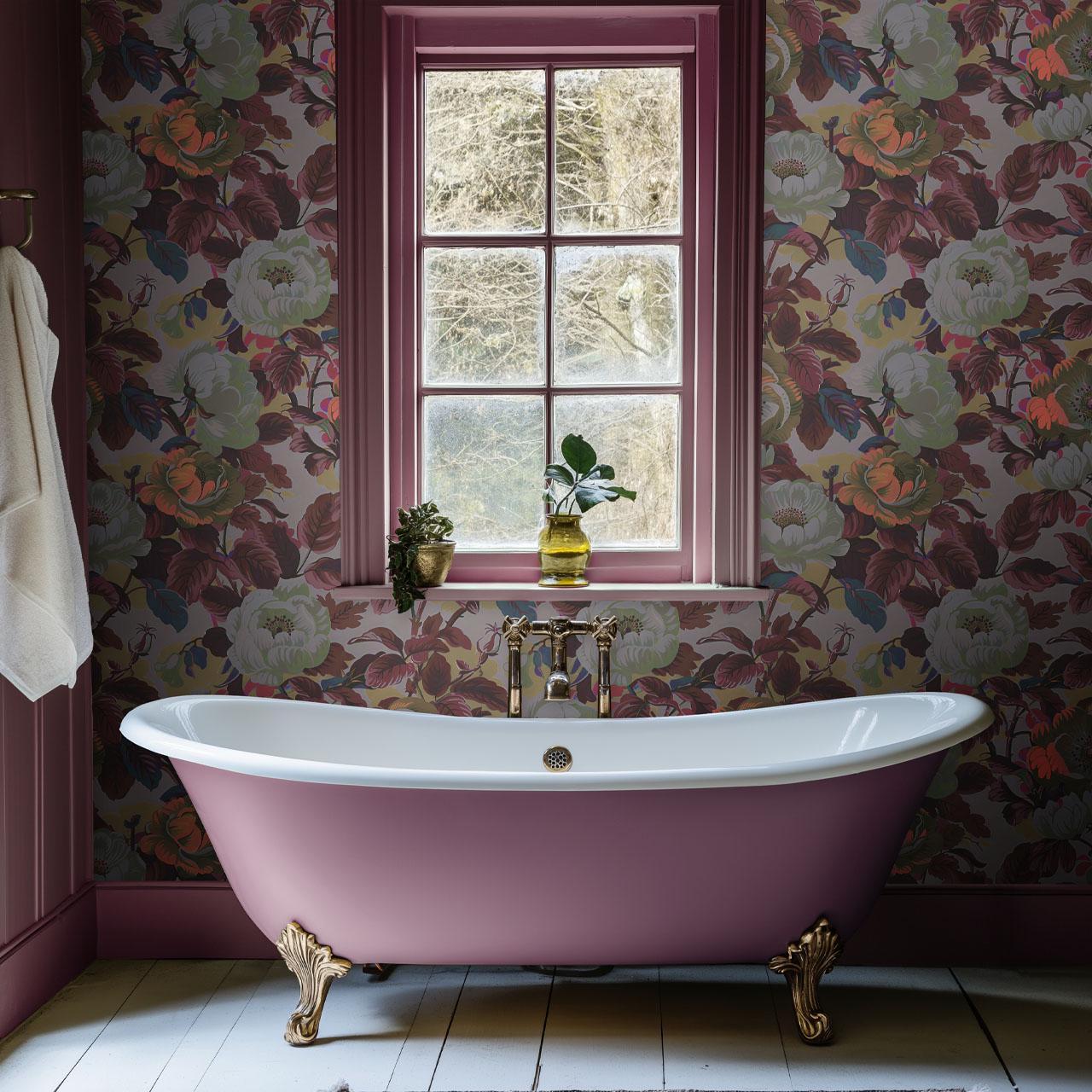 Rococo Roses Designs Rococo Roses (large Scale) Claret Wallpaper, Wall Decor, Luxury ...