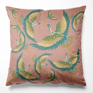 Pachamama Cushion Rose, Velvet Cushion, Luxury, Home decor, Cushion Covers, Luxe Cushion, Patterned Cushion, Bird Design, Maximalist