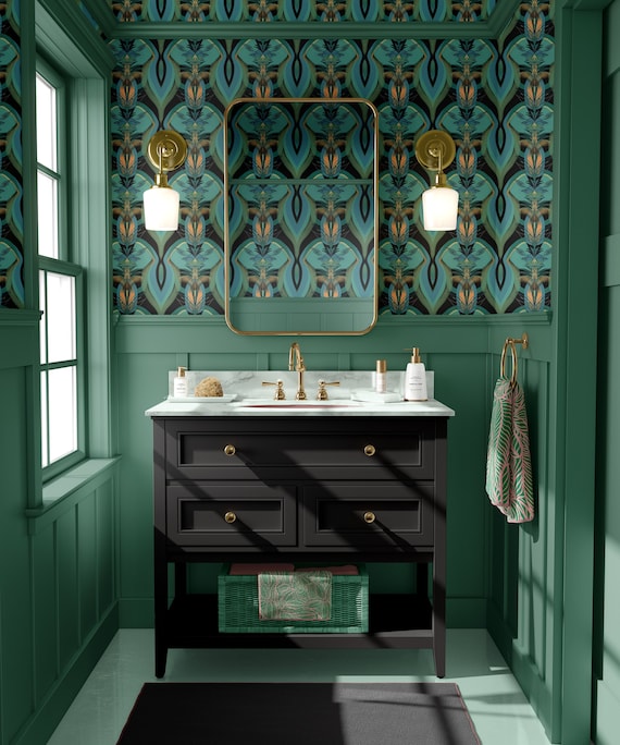 Soltar Ink Wallpaper Wall Decor Floral Decor Luxury Etsy