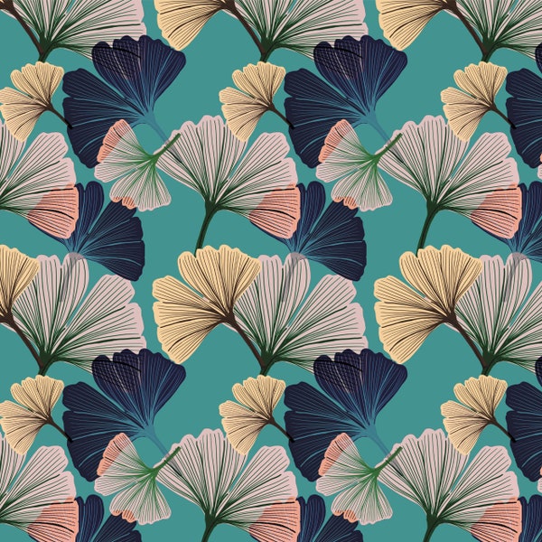 Ginkgo Blue Wallpaper A4 SAMPLE, Wall Decor, Floral Decor, Luxury Wallpaper, Home Decor, House Renovation, Floral Design, Botanical, Ginkgo