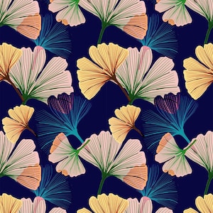 A4 MUSTER, Ginkgo Indigo Tapete, Wanddekoration, Blumen Dekor, Luxus Tapete, Wohnkultur, Haus Renovation, Floral Design, Botanisch
