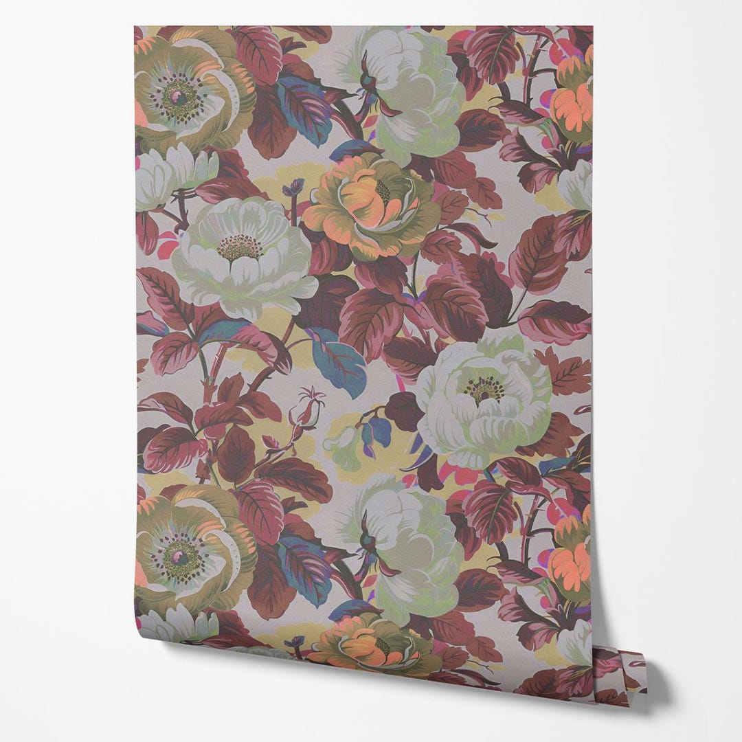Rococo Roses Designs A4 SAMPLE Rococo Roses (large Scale) Claret Wallpaper, Wall Decor ...