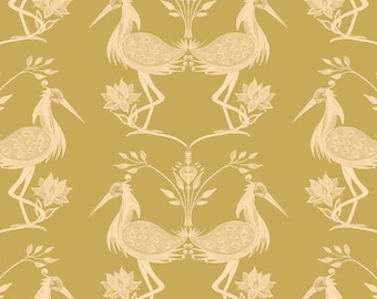 Lotus Egyptian Dandelion Wallpaper A4 SAMPLE , Wall Decor, Dark Decor, Luxury Wallpaper, Home Decor, Floral Design, Bird Design