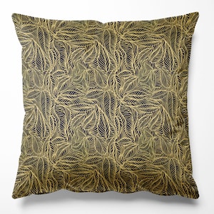 Agnes Black & Gold Velvet Cushion, Velvet Cushion Luxury Home decor Cushion Cover Luxe Cushion, Patterned Cushion, Botanical, Maximalist