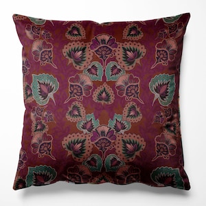 Garden of India Ruby Cushion Velvet Cushion Luxury Home decor Cushion Covers, Luxe Cushion Patterned Cushion  Botanical Design Maximalist